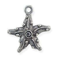 Starfish Charm 18.5x17mm Pewter Antique Silver Plated (1-Pc)