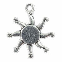 Sun Charm 19x16mm Pewter Antique Silver Plated (1-Pc)