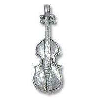 Violin Charm 22x8mm Pewter Antique Silver Plated (1-Pc)