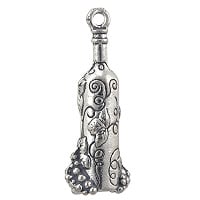 Wine Bottle Charm 27x10mm Pewter Antique Silver Plated (1-Pc)