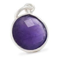 Faceted Amethyst Charm 11mm Sterling Silver (1-Pc)