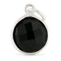 Faceted Black Onyx Charm 11mm Sterling Silver (1-Pc)