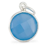 Faceted Blue Onyx Charm 11mm Sterling Silver (1-Pc)