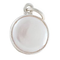 Faceted Freshwater Pearl Charm 11mm Sterling Silver (1-Pc)