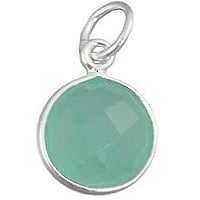 Faceted Sea Green Chalcedony Charm 11mm Sterling Silver (1-Pc)