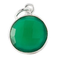 Faceted Green Onyx Charm 11mm Sterling Silver (1-Pc)