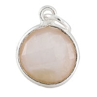 Faceted Rose Quartz Charm 11mm Sterling Silver (1-Pc)