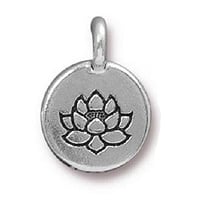 TierraCast Lotus Charm 12x17mm Pewter Antique Silver Plated (1-Pc)