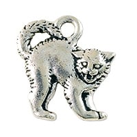 TierraCast Scary Cat Charm 16x18mm Pewter Antique Silver Plated (1-Pc)