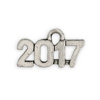Antique Silver Plated 2017 Pewter Charm 15x9mm  (1-Pc)