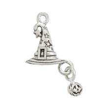 Witch's Hat Charm 25x13mm Pewter Antique Silver Plated (1-Pc)