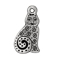TierraCast Spiral Cat Charm 11x19mm Pewter Antique Silver Plated (1-Pc)