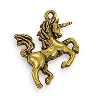 20mm Antique Gold Pewter Unicorn Charm (1-Pc)