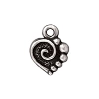 TierraCast Spiral Heart Charm 10x13mm Pewter Antique Silver Plated (1-Pc)