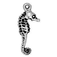 TierraCast Seahorse Charm 10x24mm Pewter Antique Silver Plated (1-Pc)