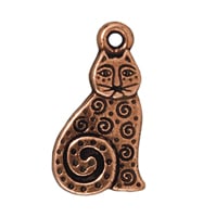 TierraCast Spiral Cat Charm 11x19mm Pewter Antique Copper Plated (1-Pc)
