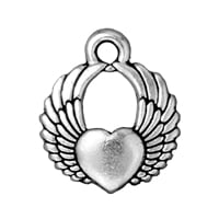 TierraCast Winged Heart Charm 15x18mm Pewter Antique Silver Plated (1-Pc)