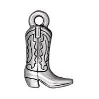 TierraCast Western Boot Charm 12x19mm Pewter Antique Silver Plated (1-Pc)