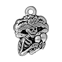 TierraCast Charm - Catrina 22x16mm Pewter Antique Silver Plated (1-Pc)