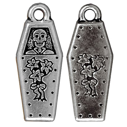 TierraCast Coffin Charm 26x10mm Pewter Antique Silver Plated (1-Pc)