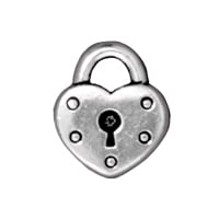 TierraCast Heart Lock Charm 14x16mm Pewter Antique Silver Plated (1-Pc)