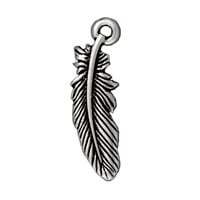 TierraCast Feather Charm 7x23mm Pewter Antique Silver Plated (1-Pc)