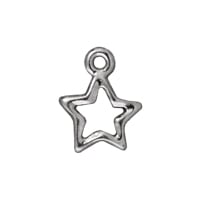 TierraCast Open Star Charm 11x13mm Pewter Bright White Bronze Plated (1-Pc)