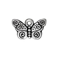 TierraCast Spiral Butterfly Charm 10x16mm Pewter Antique Silver Plated (1-Pc)