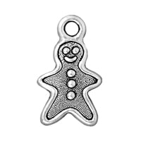 TierraCast Gingerbread Man Charm 11x19mm Pewter Antique Silver Plated (1-Pc)