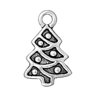 TierraCast Christmas Tree Charm 20x12mm Pewter Antique Silver Plated (1-Pc)