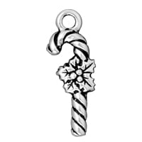 TierraCast Candy Cane Charm 25x9mm Pewter Antique Silver Plated (1-Pc)