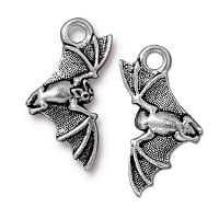 TierraCast Bat Charm 23x12mm Pewter Antique Silver Plated (1-Pc)