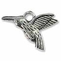 Hummingbird Charm 13x18mm Pewter Antique Silver Plated (10-Pcs)