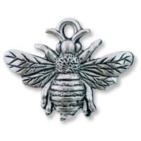 Bumblebee Charm 18x23mm Pewter Antique Silver Plated (1-Pc)