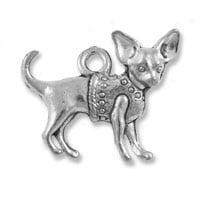 Chihuahua Charm 19mm Pewter Antique Silver Plated (1-Pc)