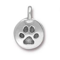 TierraCast Paw Charm 12x17mm Pewter Antique Silver Plated (1-Pc)