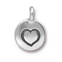 TierraCast Heart Charm 12x17mm Pewter Antique Silver Plated (1-Pc)