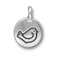 TierraCast Fat Bird Charm 12x17mm Pewter Antique Silver Plated (1-Pc)
