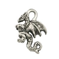 Dragon Charm 21x14mm Antique Silver Plated (1-Pc)