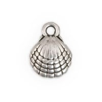 Scallop Shell Charm 10mm Pewter Antique Silver Plated (1-Pc)