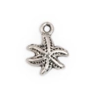 Starfish Charm 11mm Pewter Antique Silver Plated (10-Pcs)