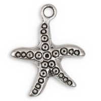 Starfish Charm 25mm Pewter Antique Silver Plated (1-Pc)