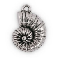 Nautilus Shell Charm 21x15mm Pewter Antique Silver Plated (10-Pcs)