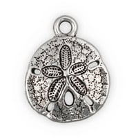 TierraCast Sand Dollar Charm 17x21mm Pewter Antique Silver Plated (1-Pc)