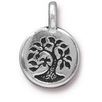 TierraCast Tree Charm 12x17mm Pewter Antique Silver Plated (1-Pc)