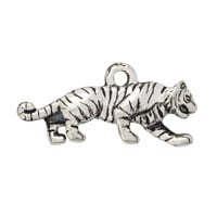 Tiger Charm 9x23mm Pewter Antique Silver Plated (1-Pc)