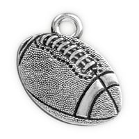 TierraCast Football Charm 18x18mm Pewter Antique Silver Plated (1-Pc)