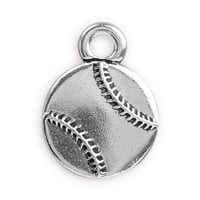 TierraCast Baseball Charm 16x19mm Pewter Antique Silver Plated (1-Pc)