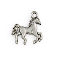 Galloping Horse Charm 19mm Pewter Antique Silver Plated (1-Pc)