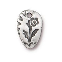 TierraCast Flora Charm 10x14mm Pewter Antique Silver Plated (1-Pc)